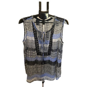 CLEARANCE Women's Black Rain Blue and Black Patterned Blouse Size 1X Preowned.